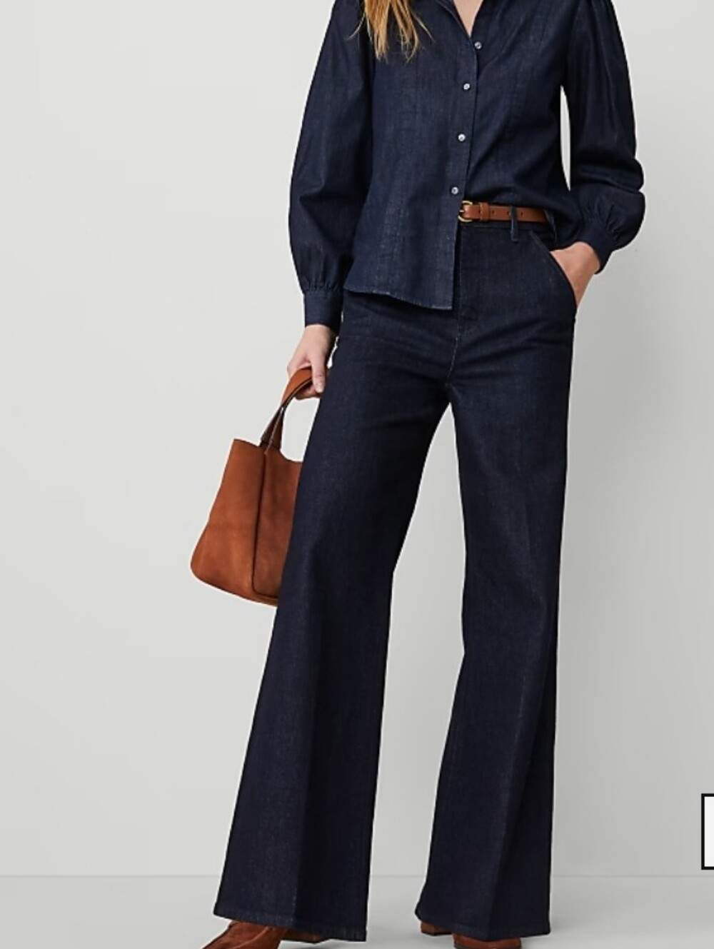 Ann Taylor New High-Rise Trouser Jeans in Dark Blue Perfect Pocketing Sz 6